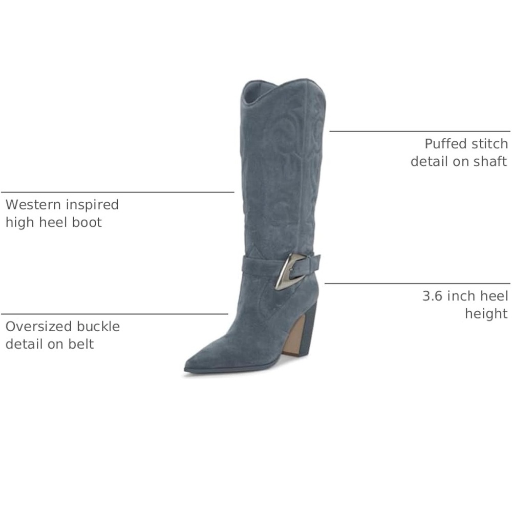 Vince Camuto Biancaa Knee High Western Boot Wide Calf - Picture 2 of 5